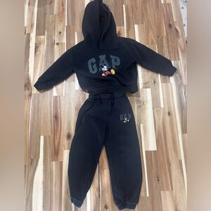 GAP x Disney Mickey Mouse Black Sweatpants Hoodie Set Toddler Size 3 Years